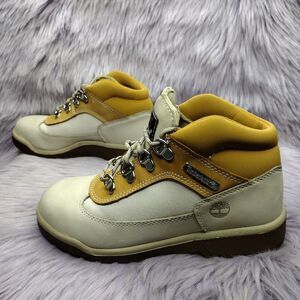 Timberland Field Boots Light Beige Wheat Nubuck Kids Boys Size 3 Lace Up